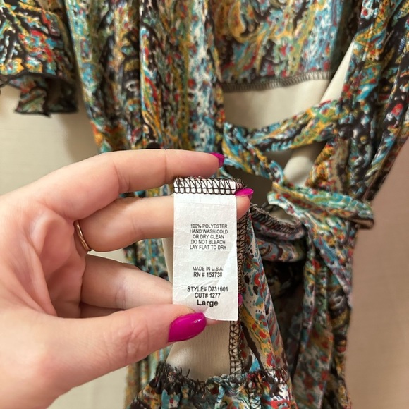 Newbury Kustom Boho Paisley Wrap Dress – Size Large - Picture 3 of 7